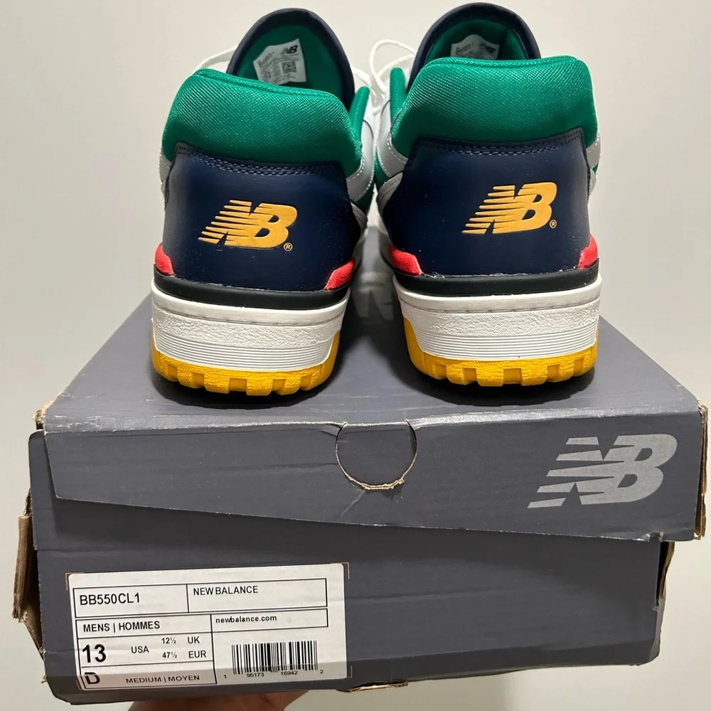 New Balance BB550CL1 size 13 sneakers white, red, blue, green, yellow with box - Picture 4 of 5